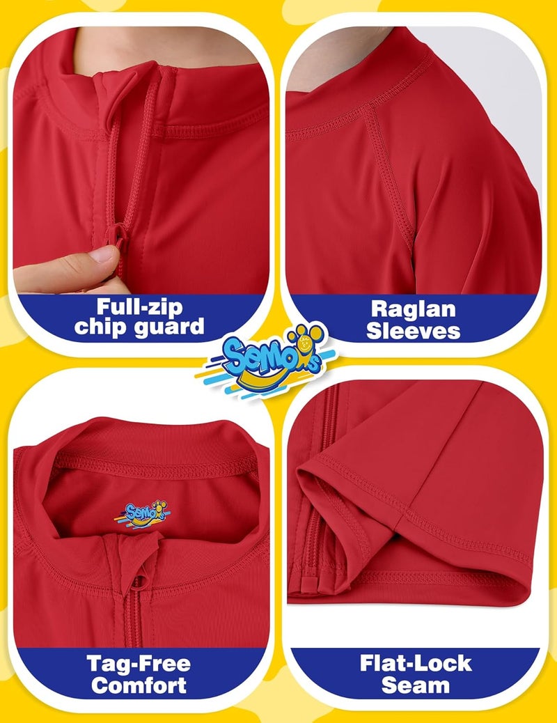 Semois Boys UPF 50+ Rash Guard Toddler Zipper Swim Shirts Long Sleeve Zip Up Sun Protection Rashguard Water Beach Shirts Quick Dry - Image 4